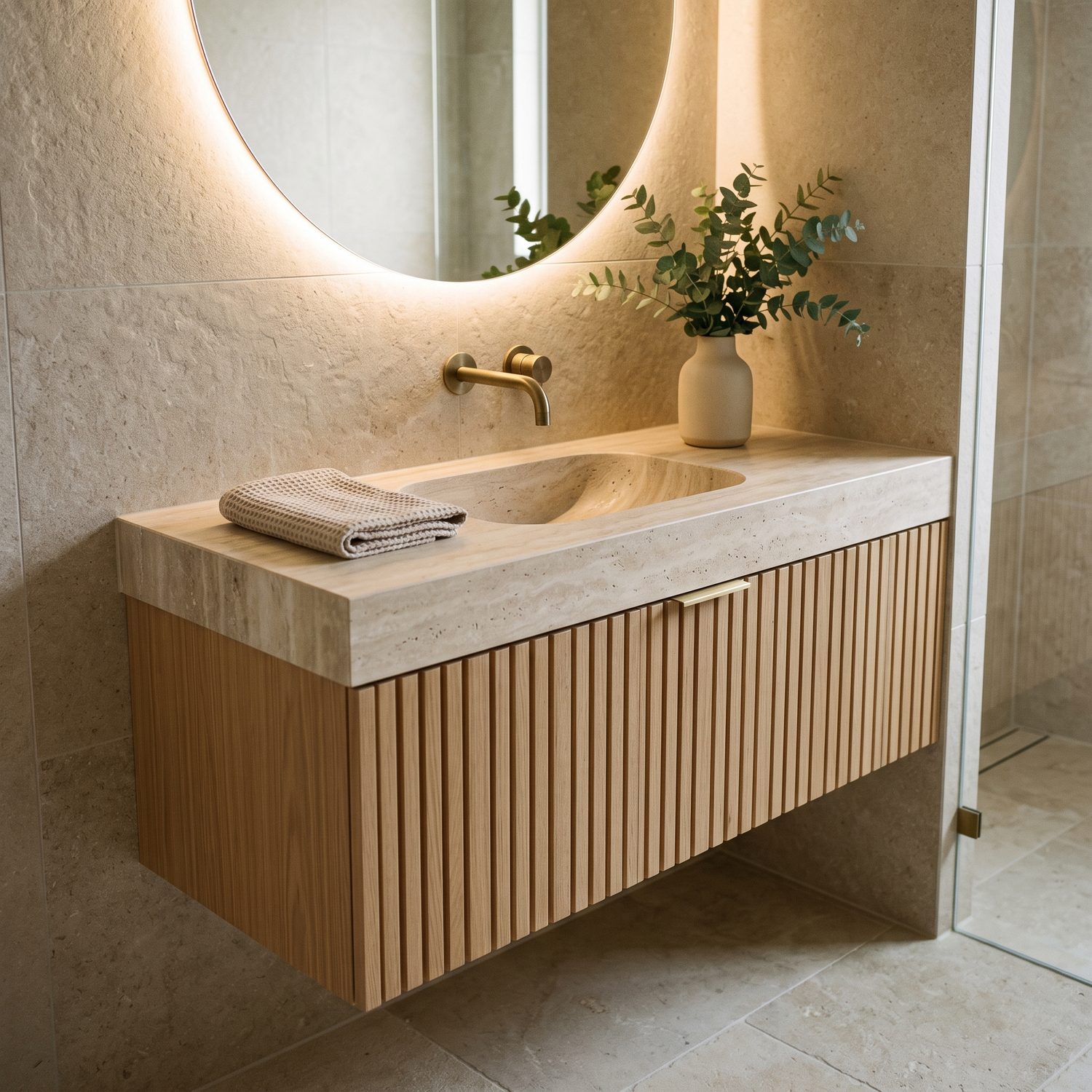 Mueble de baño con cubierta de piedra