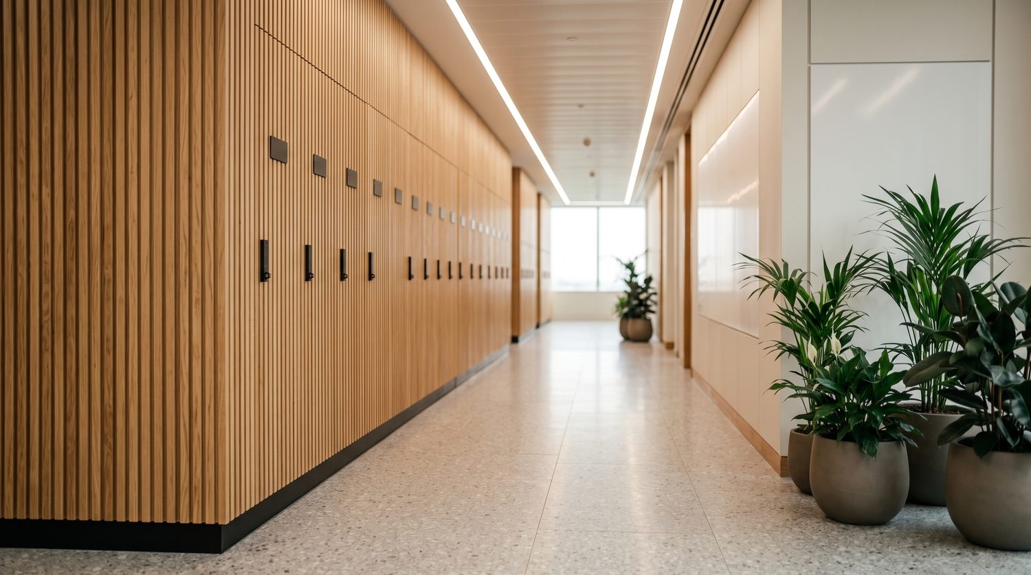 Lockers empotrados en pasillo