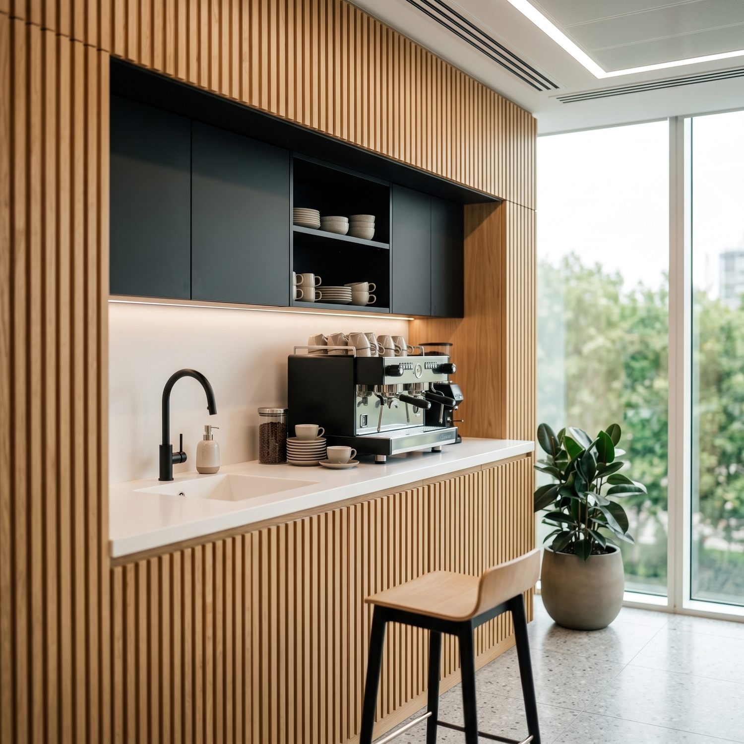 Coffee center de oficina en roble